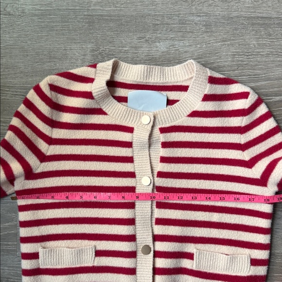 Anthropologie Red and Cream Striped Cardigan - Picture 10 of 11